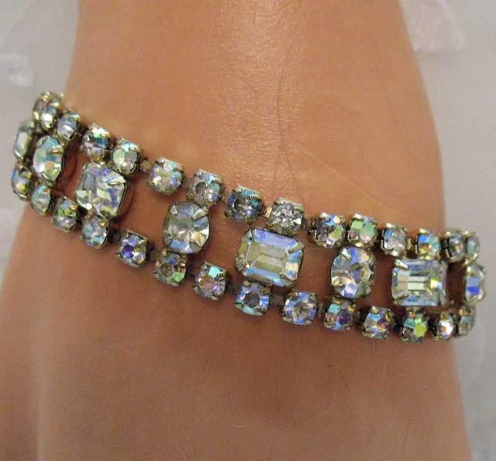High End Emerald Round Rhinestone Vintage Bracele… - image 2