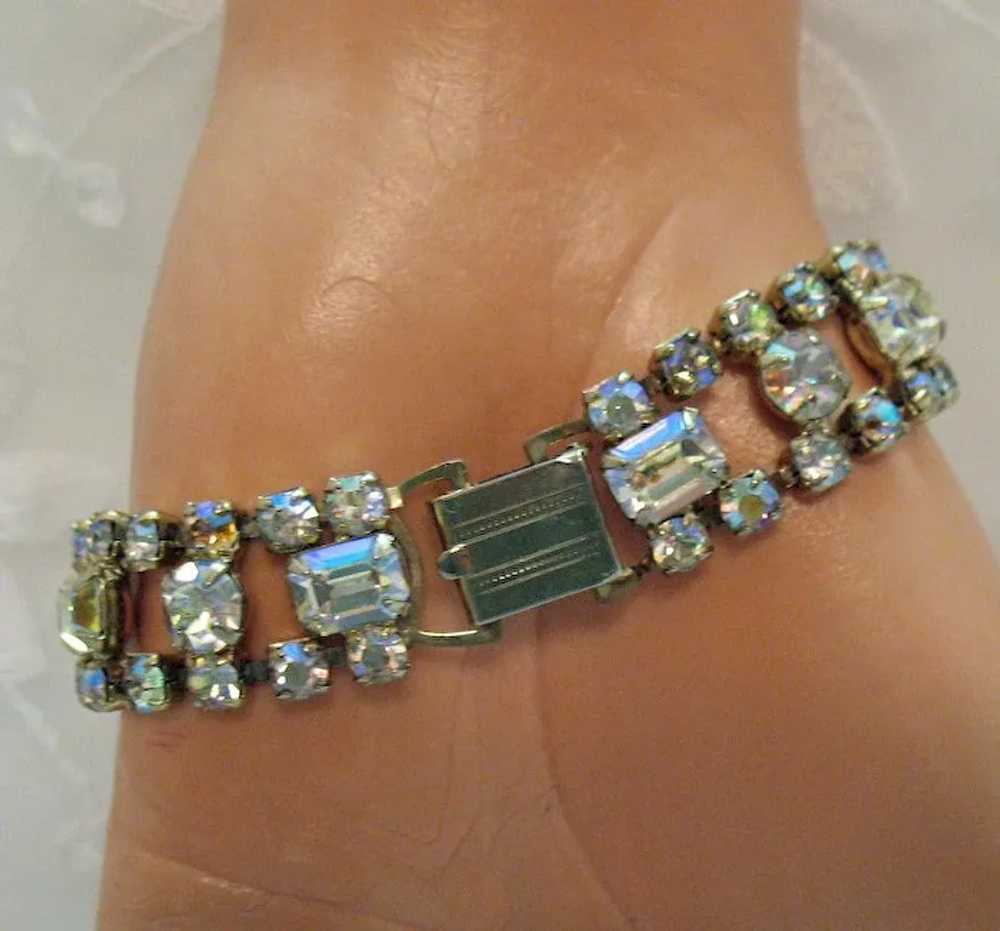 High End Emerald Round Rhinestone Vintage Bracele… - image 4
