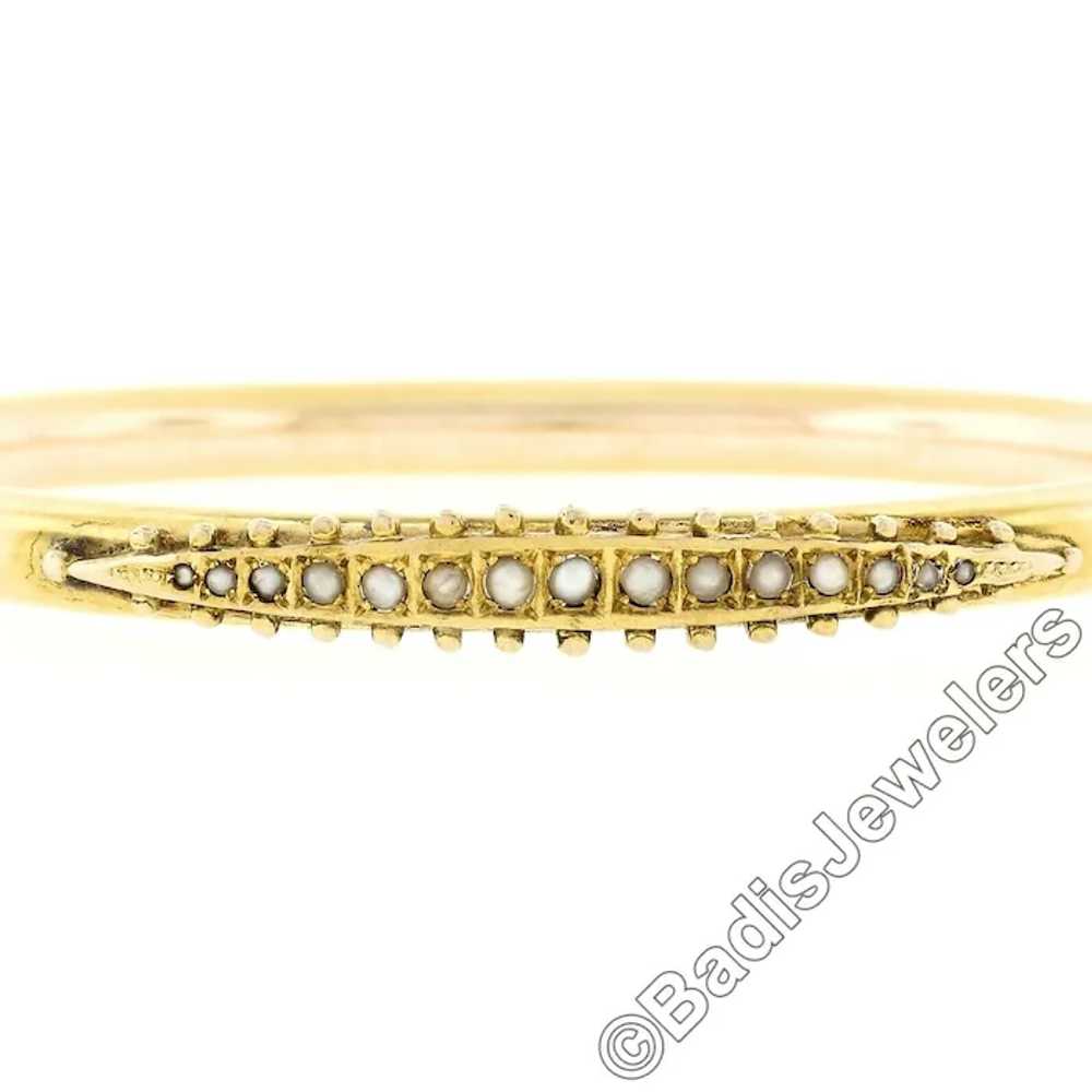 Antique Victorian 14k Yellow Gold Seed Pearl 6.75… - image 6