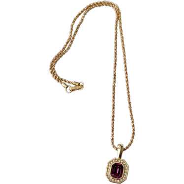 Swarovski SAL Faux Amethyst & Diamanté Pendant Nec