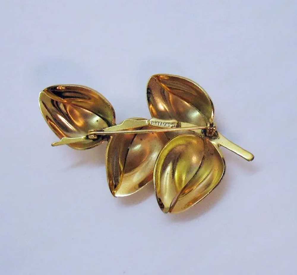 Signed Giovanni Costume Jewelry Golden Floral Vin… - image 3