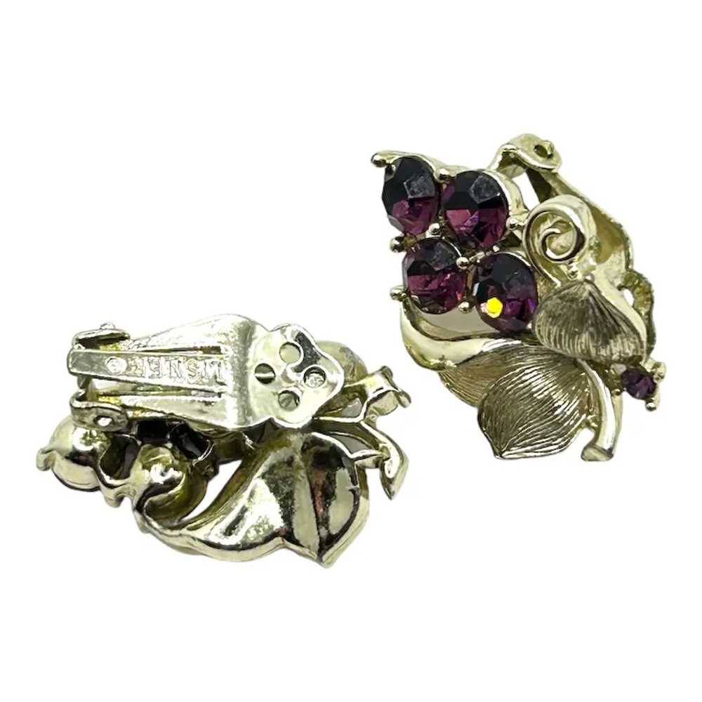 Vintage Lisner Grape Cluster Brooch and Earrings - image 3