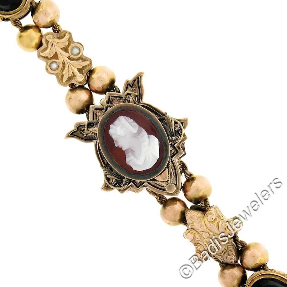 Antique 14K+ Gold 7" Agate Cameo Multi Shape Repo… - image 5