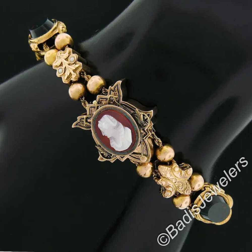 Antique 14K+ Gold 7" Agate Cameo Multi Shape Repo… - image 6