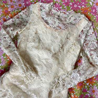 Vintage 60’s Emma Domb Long Sleeve Lace Off White… - image 1