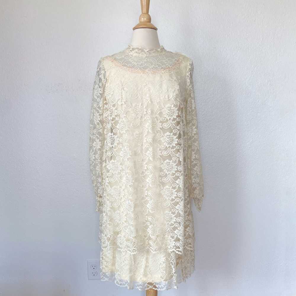 Vintage 60’s Emma Domb Long Sleeve Lace Off White… - image 2