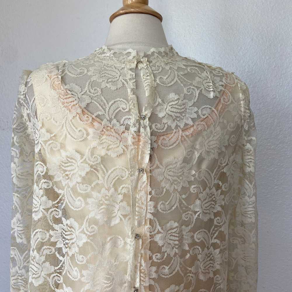 Vintage 60’s Emma Domb Long Sleeve Lace Off White… - image 6