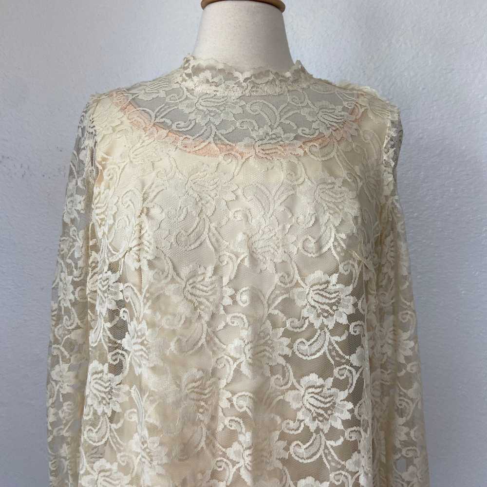Vintage 60’s Emma Domb Long Sleeve Lace Off White… - image 7