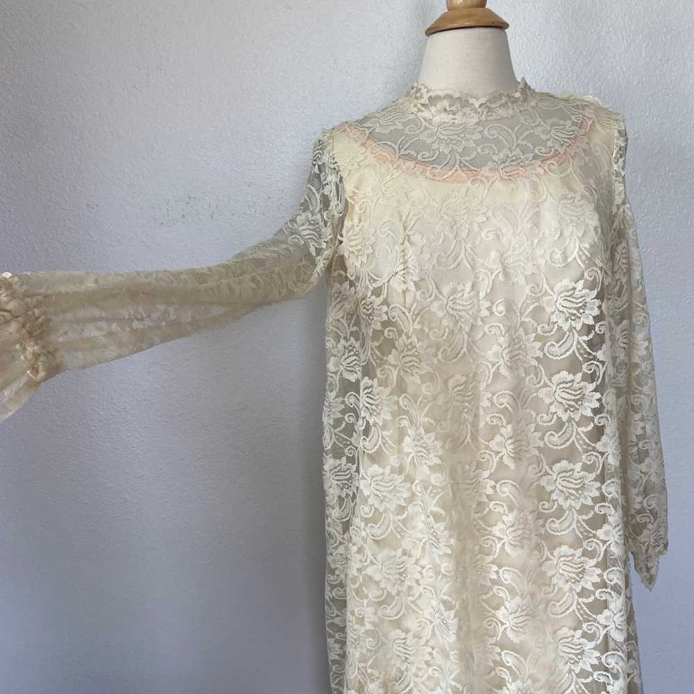 Vintage 60’s Emma Domb Long Sleeve Lace Off White… - image 8
