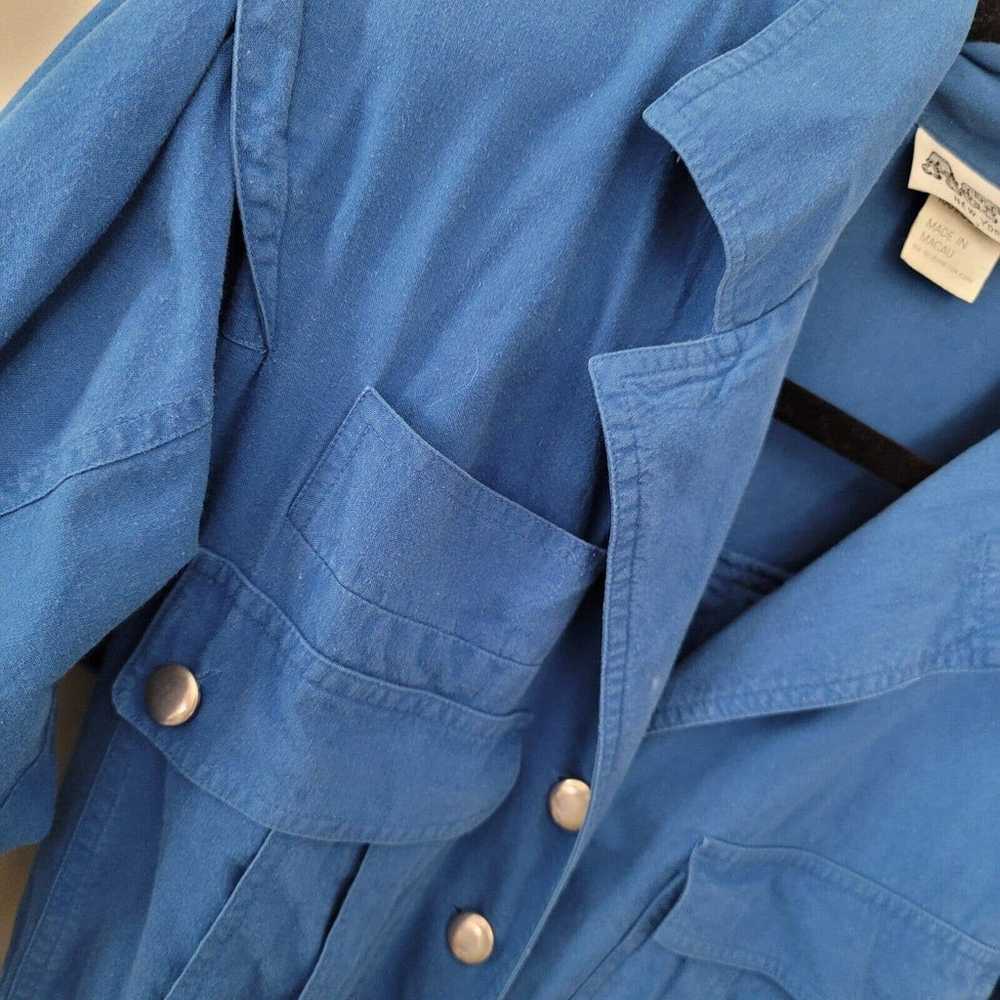 Vintage 50s 60s Cotton Blue Shirt Day Dress Belt … - image 3