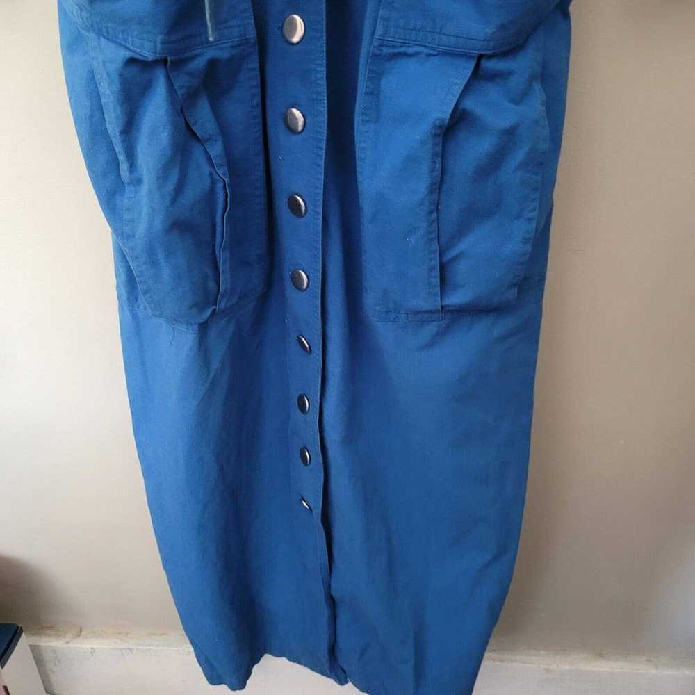 Vintage 50s 60s Cotton Blue Shirt Day Dress Belt … - image 4