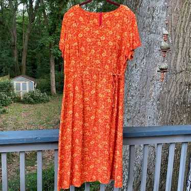 LANE BRYANT Midi Dress Plus Size 18 Orange and Re… - image 1