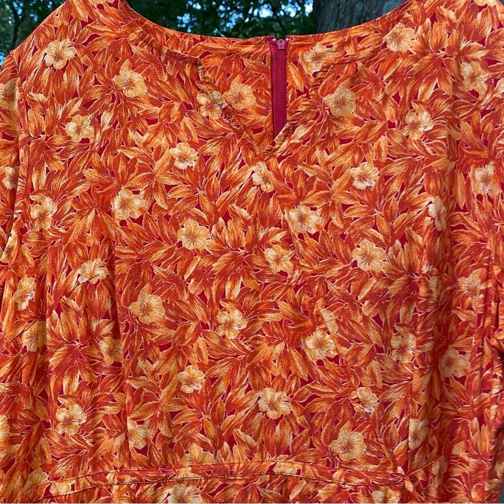 LANE BRYANT Midi Dress Plus Size 18 Orange and Re… - image 6