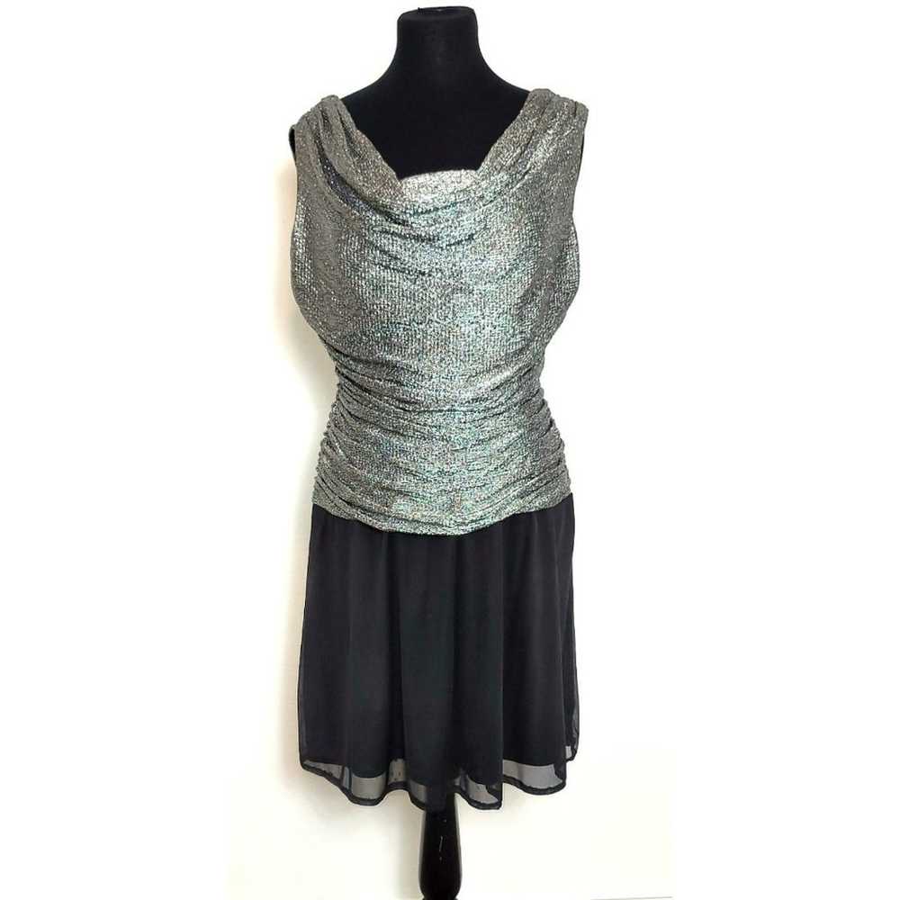 Vintage R&M Richards Silver & Black Sparkle Dress… - image 1