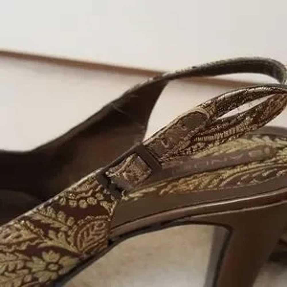 Bandolino Peep Toe Heels w/ Strap Bronze Floral, … - image 6