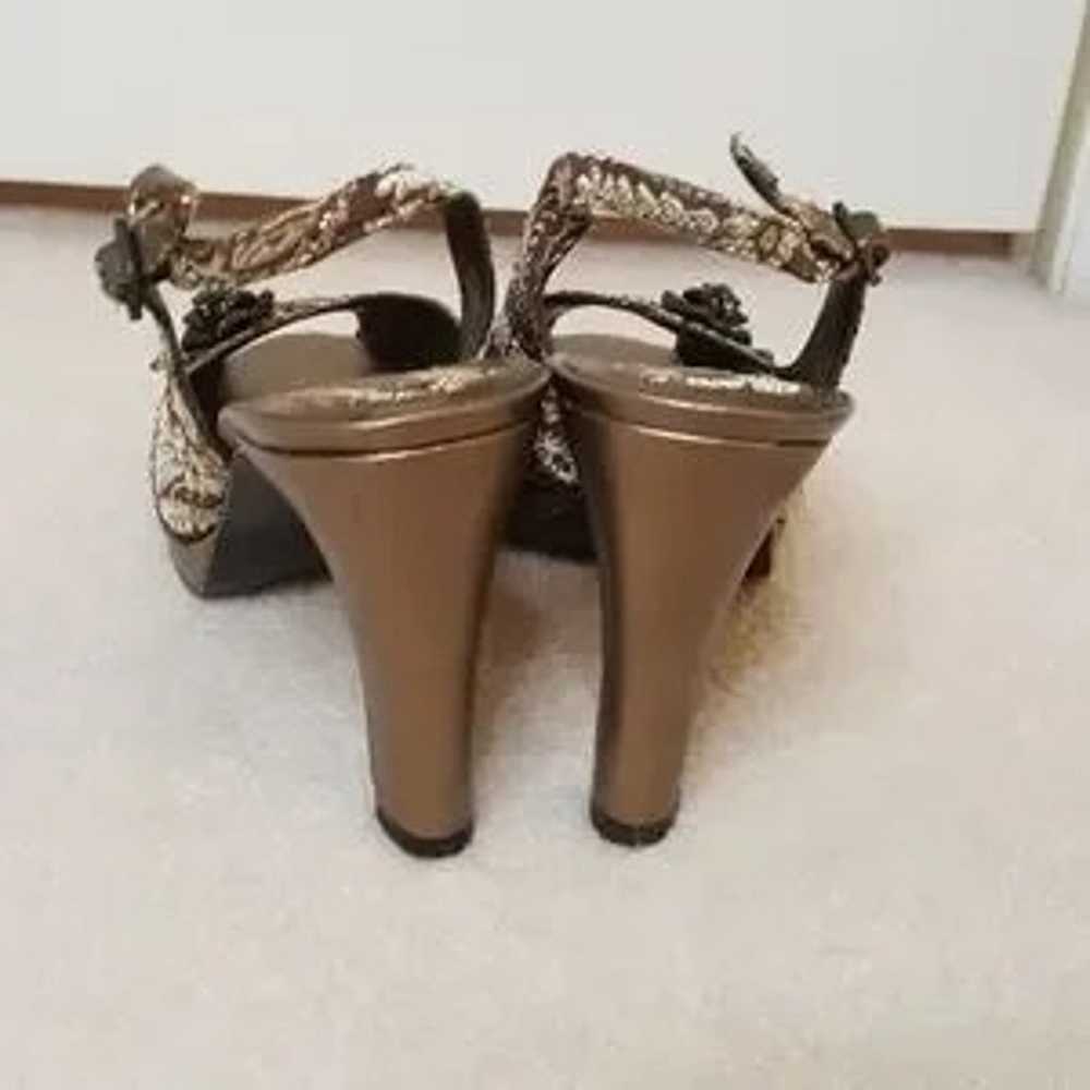 Bandolino Peep Toe Heels w/ Strap Bronze Floral, … - image 7