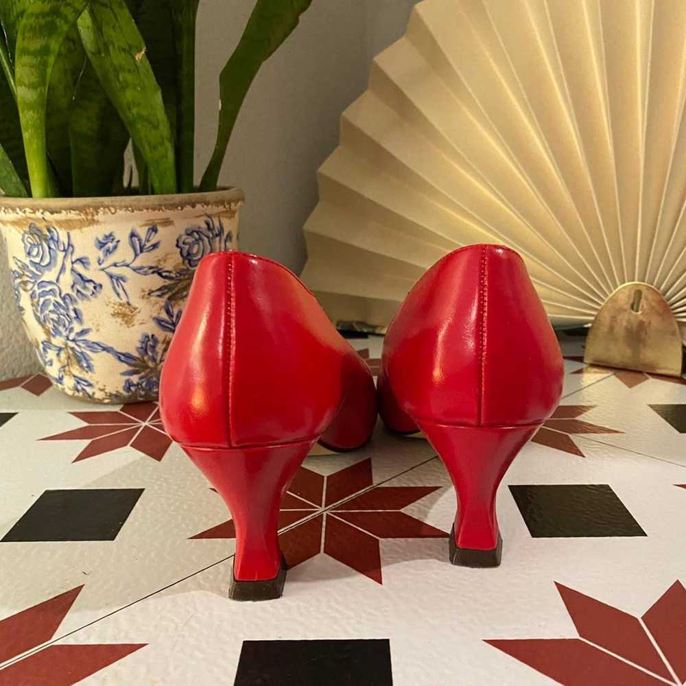 bright red vintage pumps - image 4