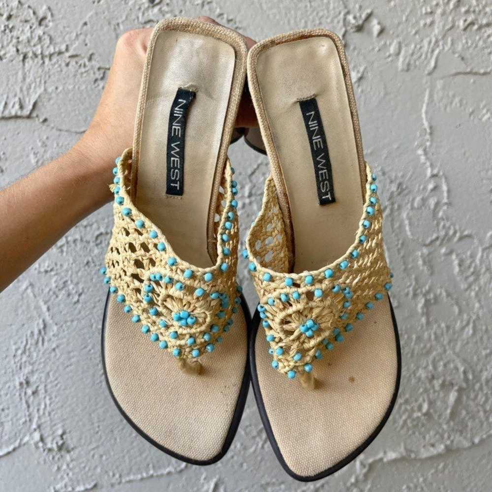 Vintage Y2K Crochet Raffia Heels - image 2