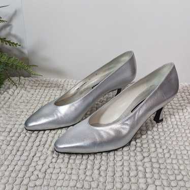 NEW Vintage Stuart Weitzman Leather Silver Heels