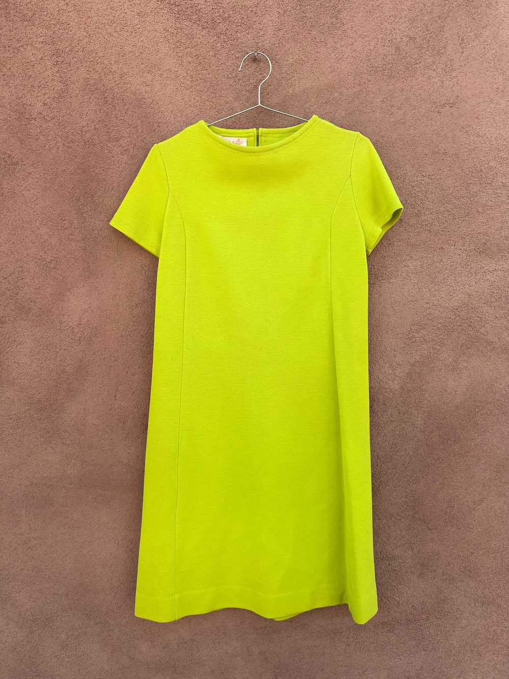 1960's Neon Green Wool Mod Dress by Catalina Cali… - image 1