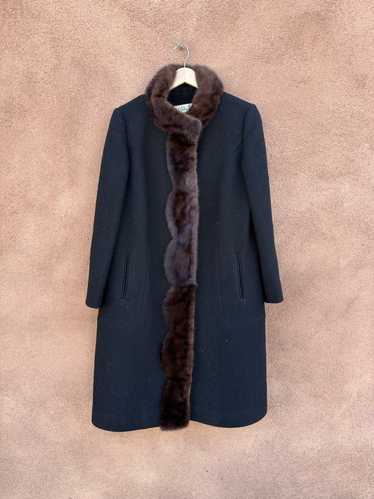 Black Betty Rose Wool 1950's Coat with Brown Mink 