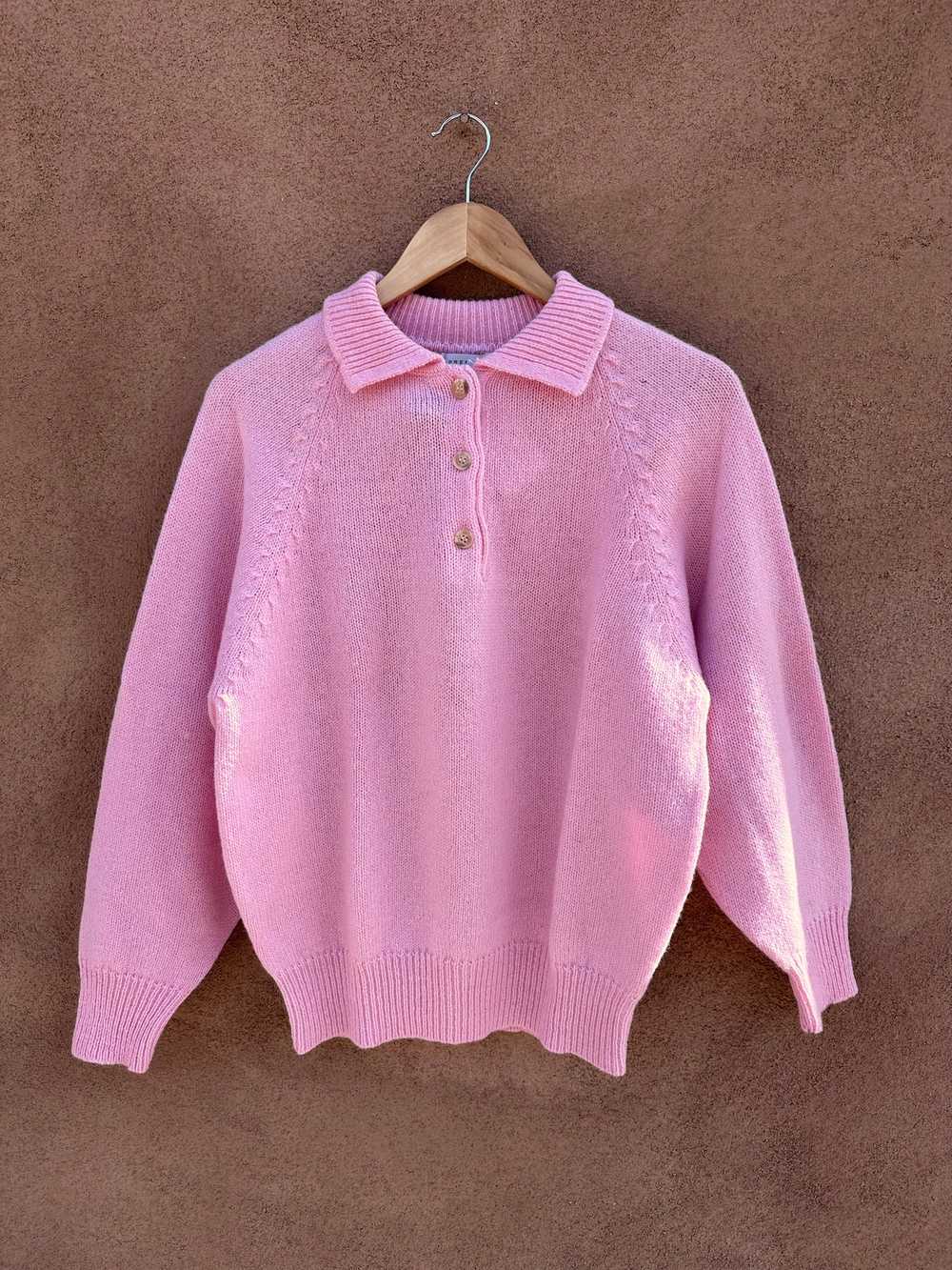 Pink Shetland Pure Wool Collared Sweater - image 1