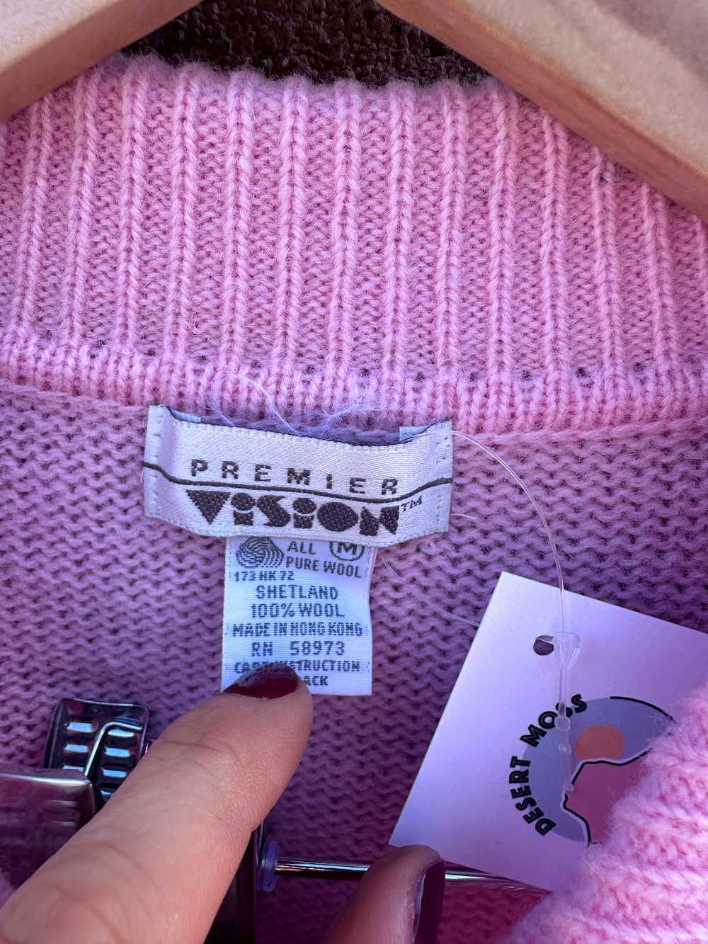 Pink Shetland Pure Wool Collared Sweater - image 3