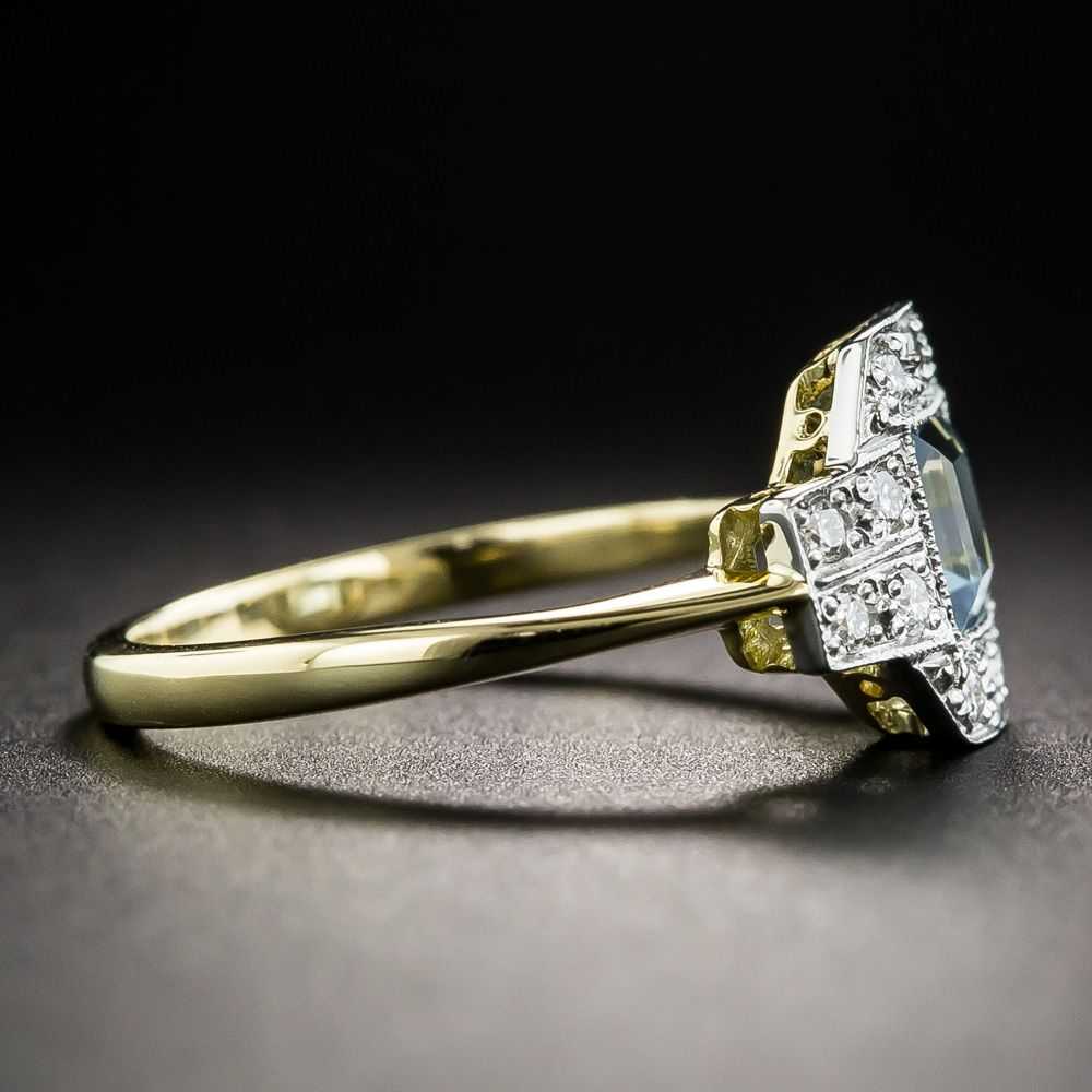 English Vintage Style Aquamarine and Diamond Ring - image 3