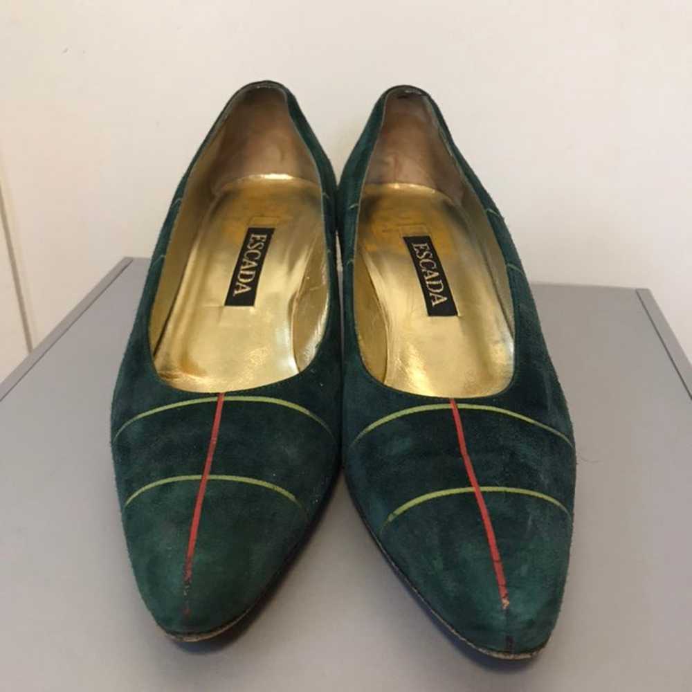 Vintage Escada Low Heel Plaid Suede Shoe - image 2