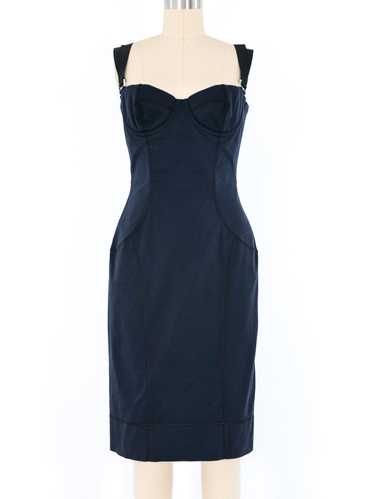 1990s Dolce And Gabbana Navy Bustier Dress - image 1