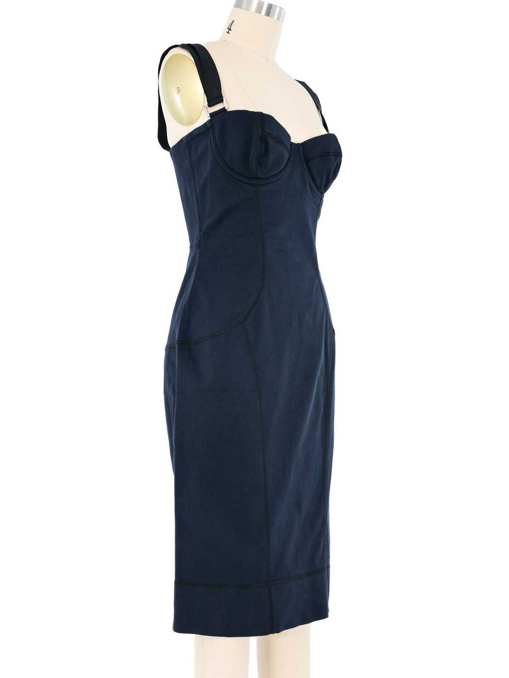 1990s Dolce And Gabbana Navy Bustier Dress - image 3