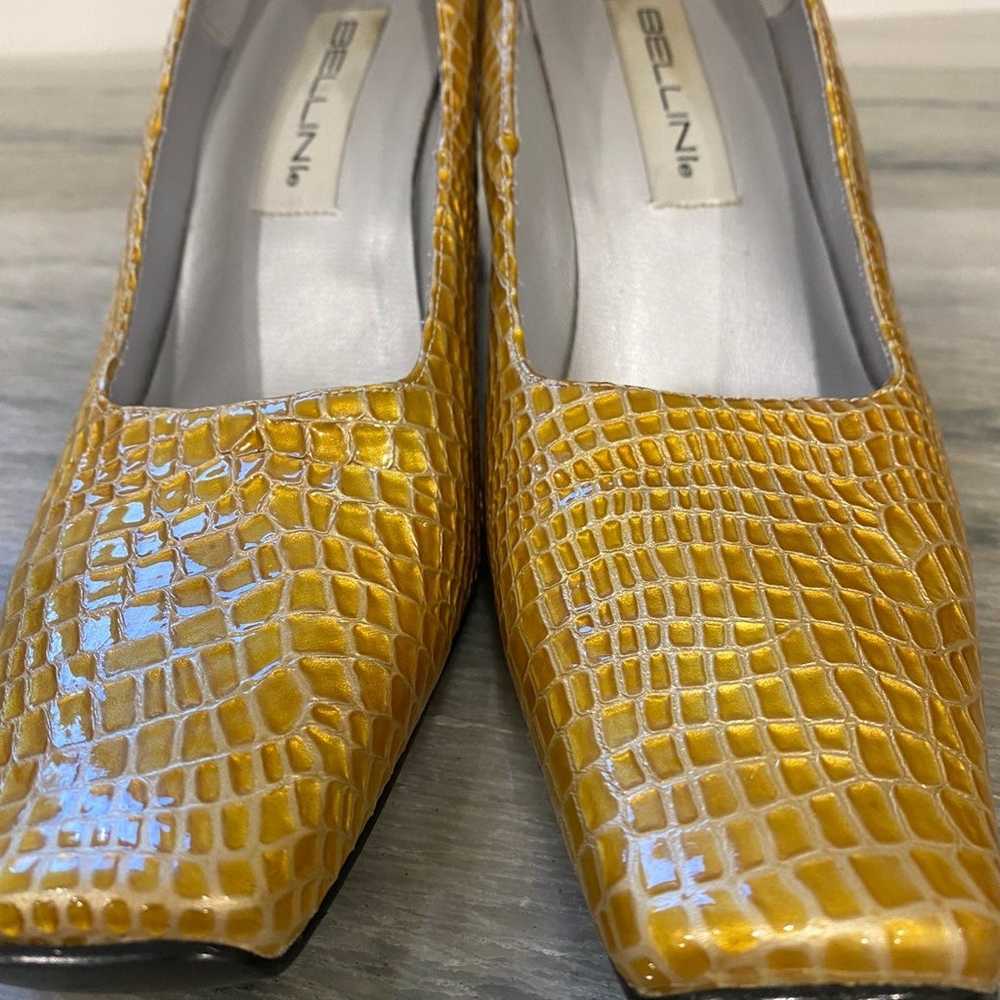 Bellini Croc Pattern Gold Pumps Shoes 9M - image 6