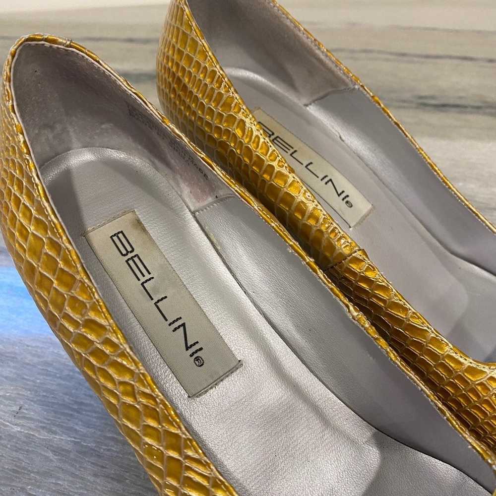 Bellini Croc Pattern Gold Pumps Shoes 9M - image 7