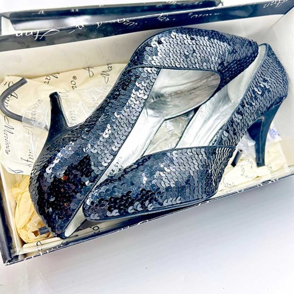 1980's Ann Marino Black Sequin Pumps - image 11