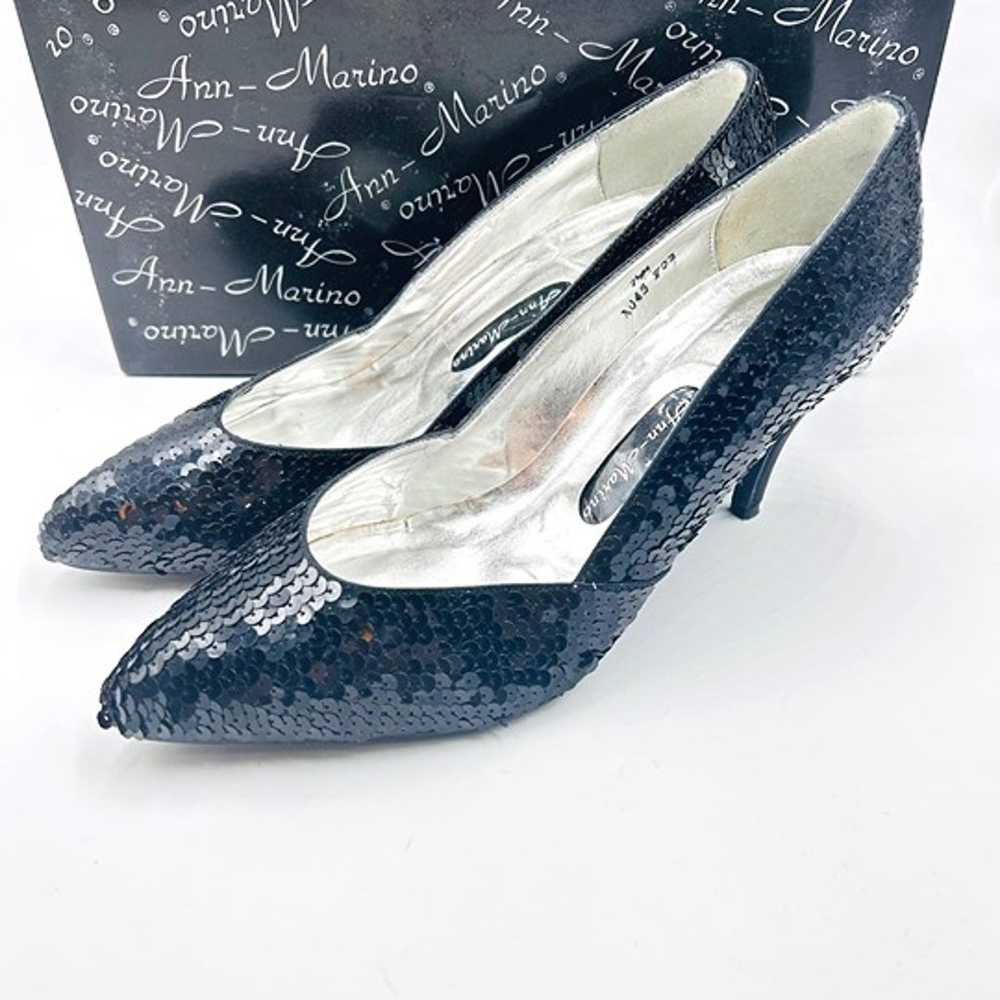 1980's Ann Marino Black Sequin Pumps - image 2