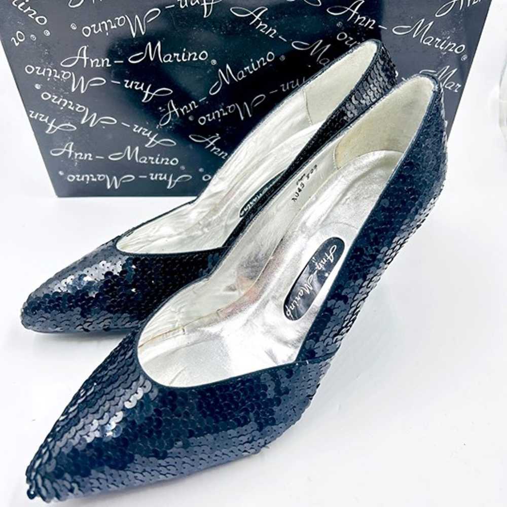 1980's Ann Marino Black Sequin Pumps - image 5