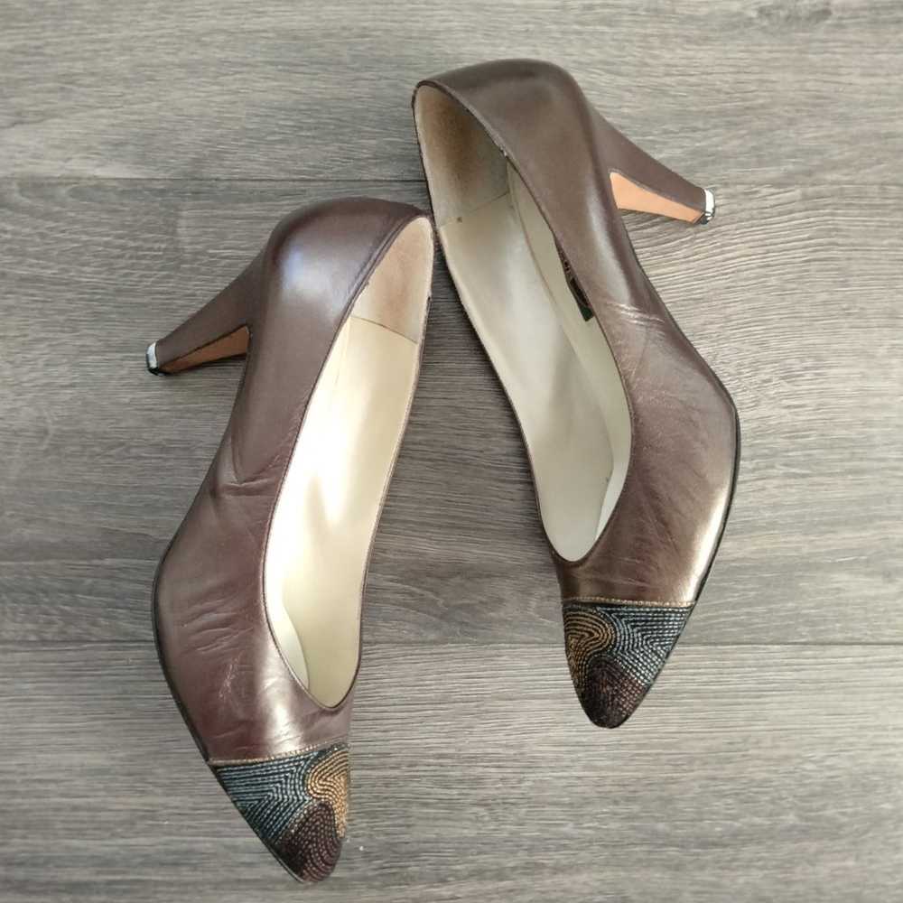 Vintage Charter Club Brown Leather Classic Heels … - image 1