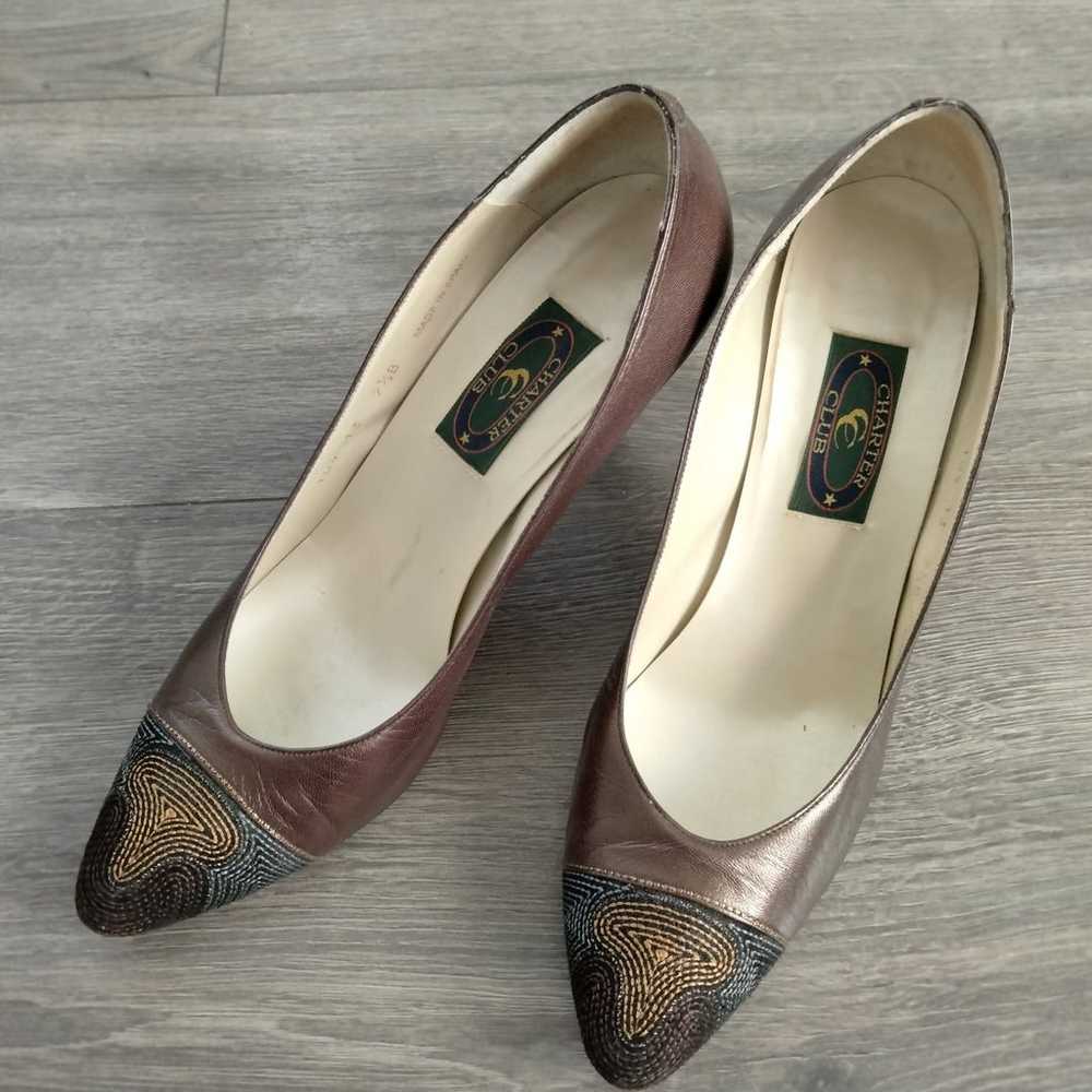 Vintage Charter Club Brown Leather Classic Heels … - image 2