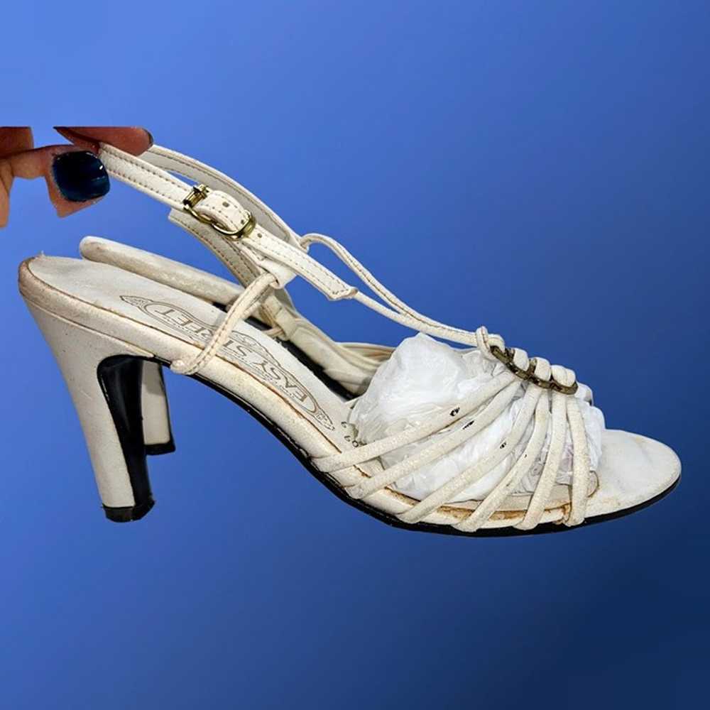 Vintage 1970s White Leather Easy Street Strappy S… - image 4