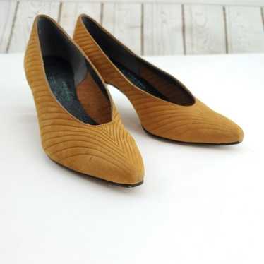 Vintage De Lisa Womens Caramel Suede Almond Toe Pu