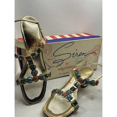 vintage heeled sandals Hem Stone Gold 1970 Mod Go… - image 1