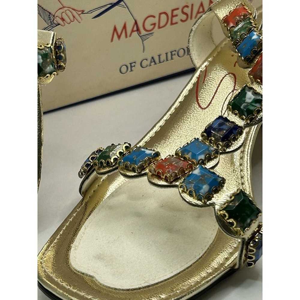 vintage heeled sandals Hem Stone Gold 1970 Mod Go… - image 2