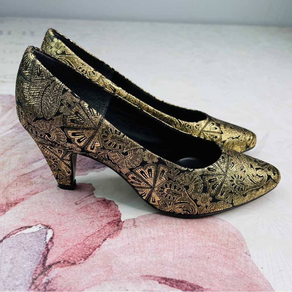Andiamo Vintage Black Gold Pumps Heels Size 6M - image 3