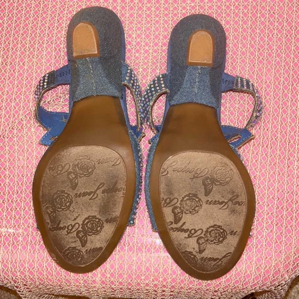 Vintage short heels blue sparkle - image 5