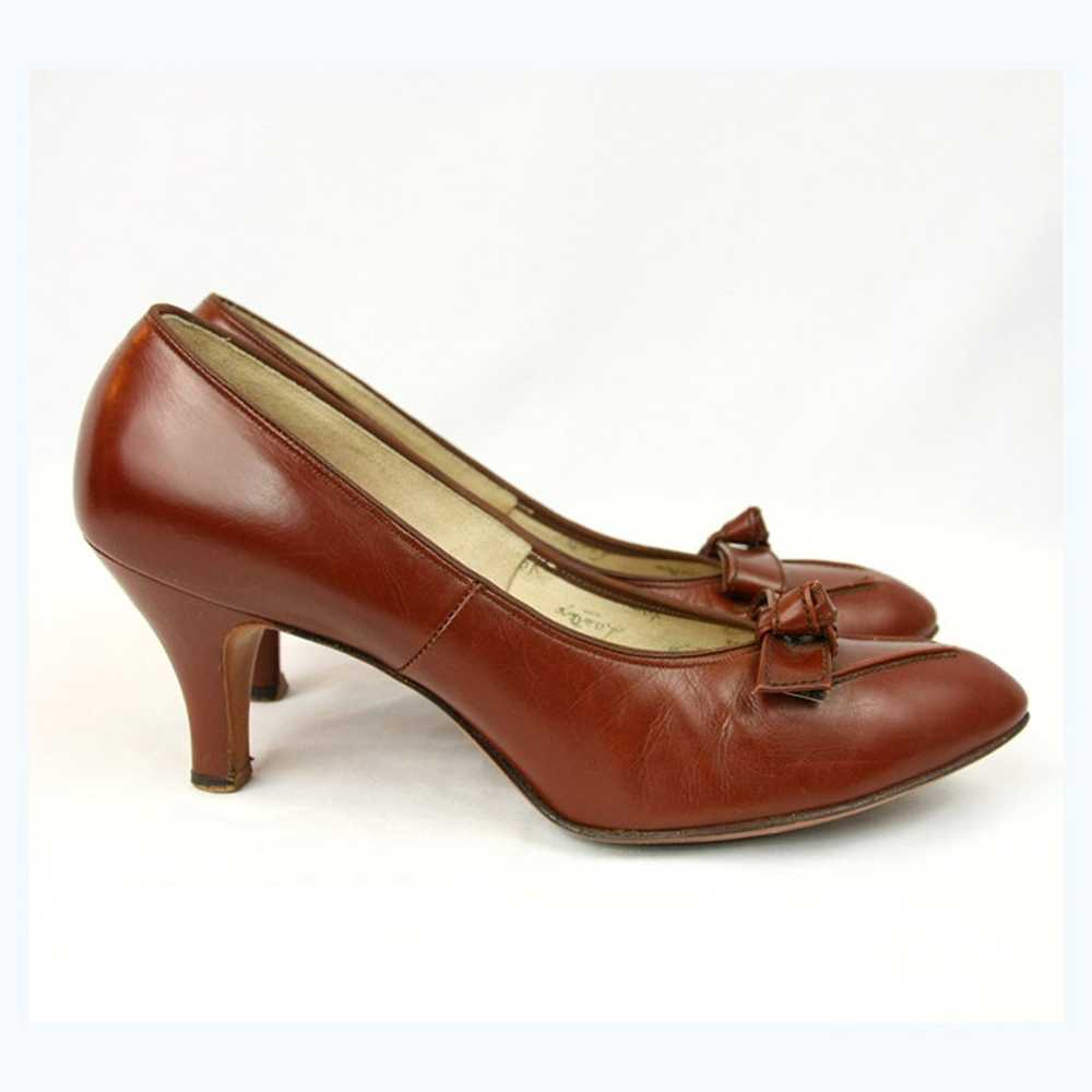 Vintage Vitality Caravan Leather Pumps Heels w Bo… - image 5