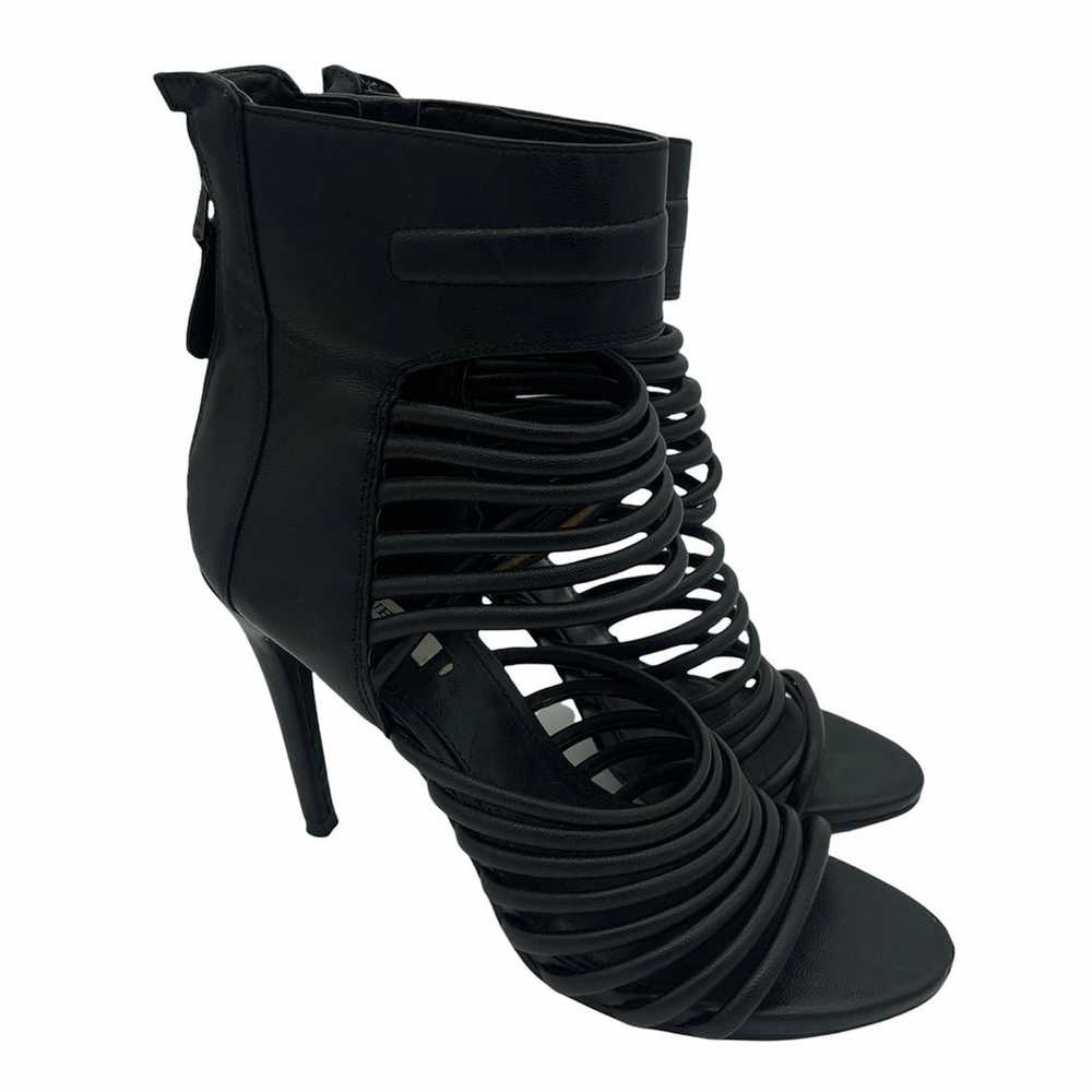 Vintage Guess Black Leather Strappy Heeled Booties - image 1