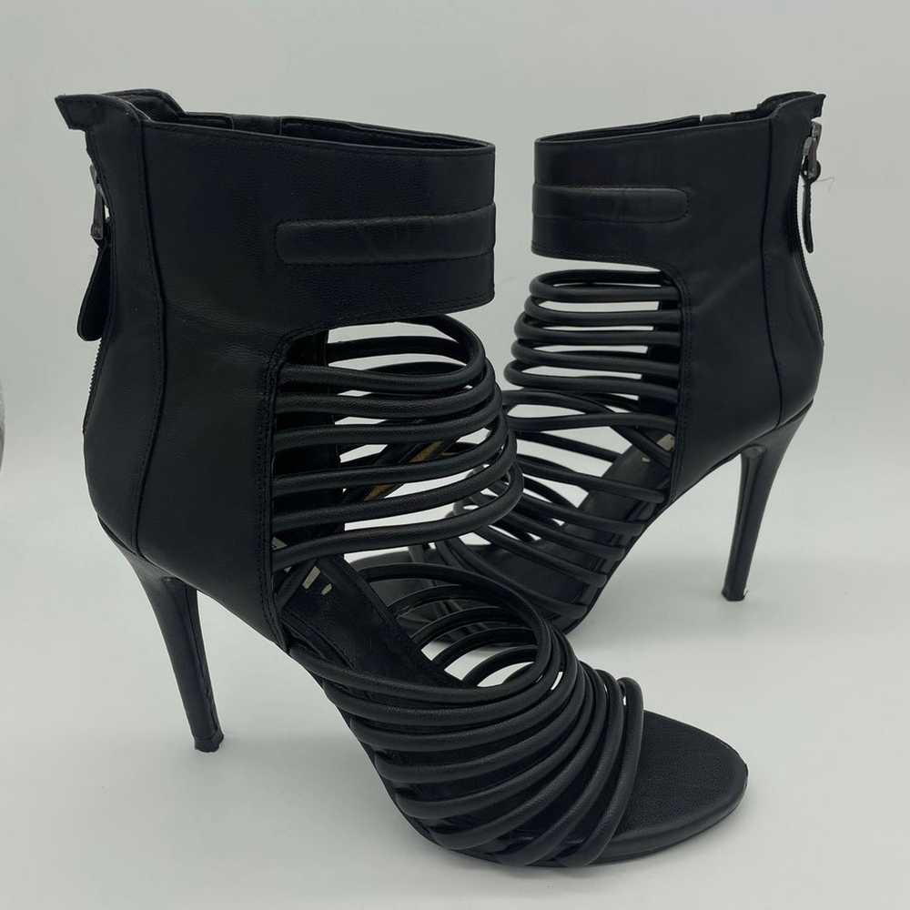 Vintage Guess Black Leather Strappy Heeled Booties - image 2