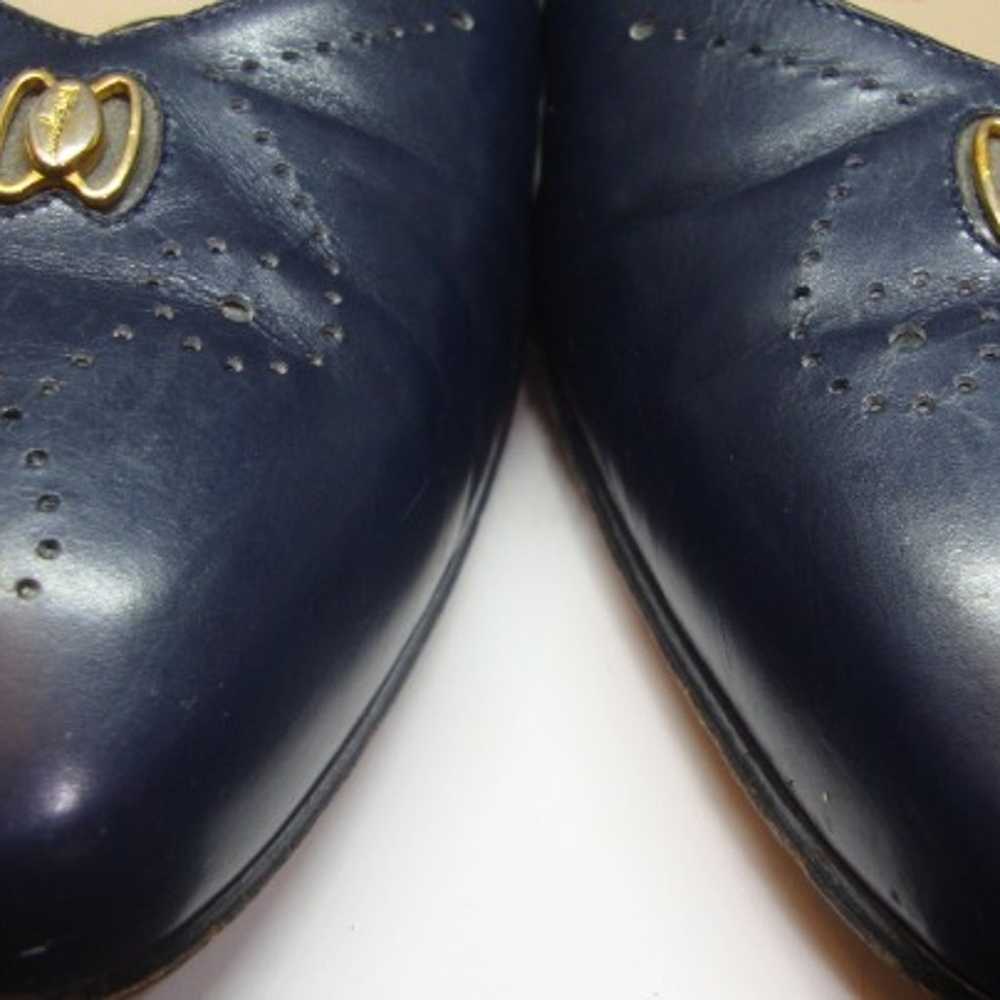 Salvatore Ferragamo VTG Navy Heels, 9.5A - image 2