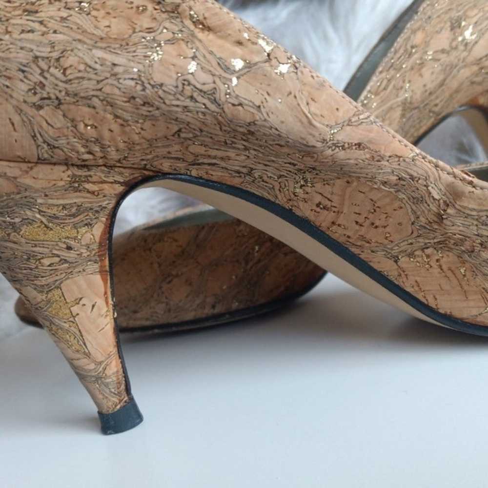 Vintage J. Renee Cork Metallic Gold Marbled Heels… - image 12