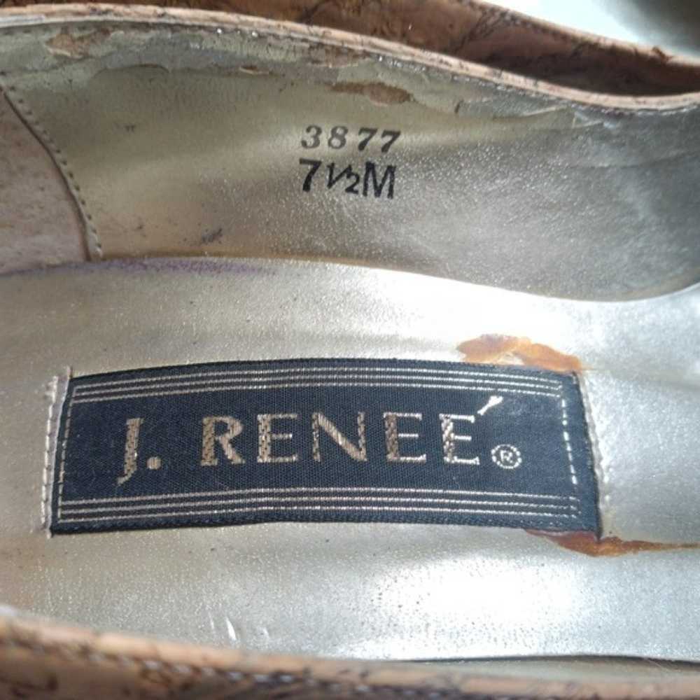 Vintage J. Renee Cork Metallic Gold Marbled Heels… - image 7